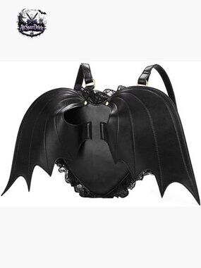 Punk Bat Wing Backpack Daypack Lace Shoulder Bag Faux Leather One Size